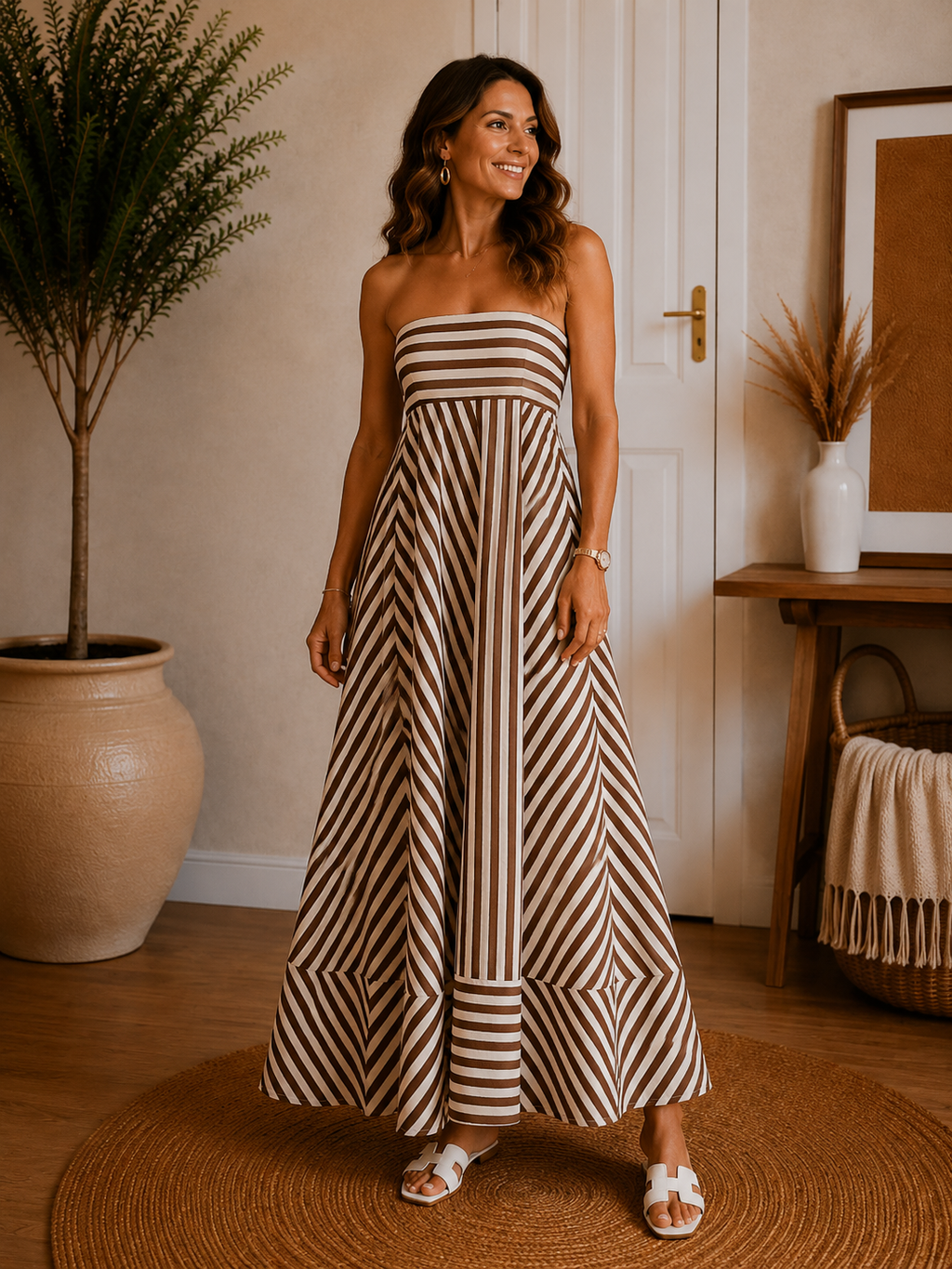 The Elara Striped Maxi Dress