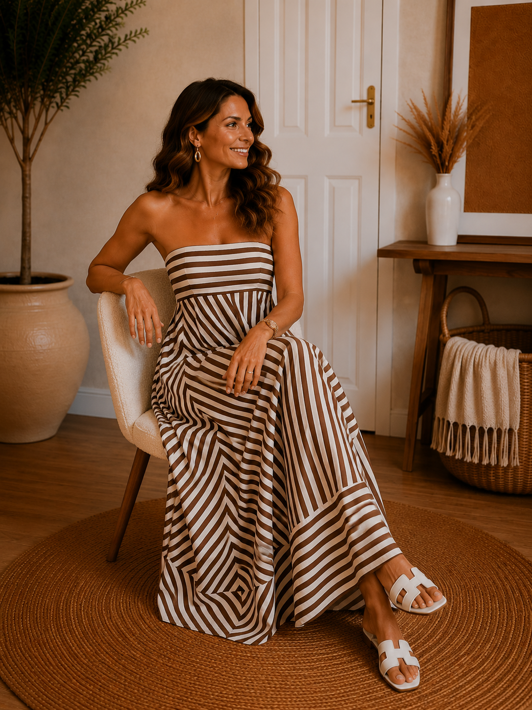 The Elara Striped Maxi Dress