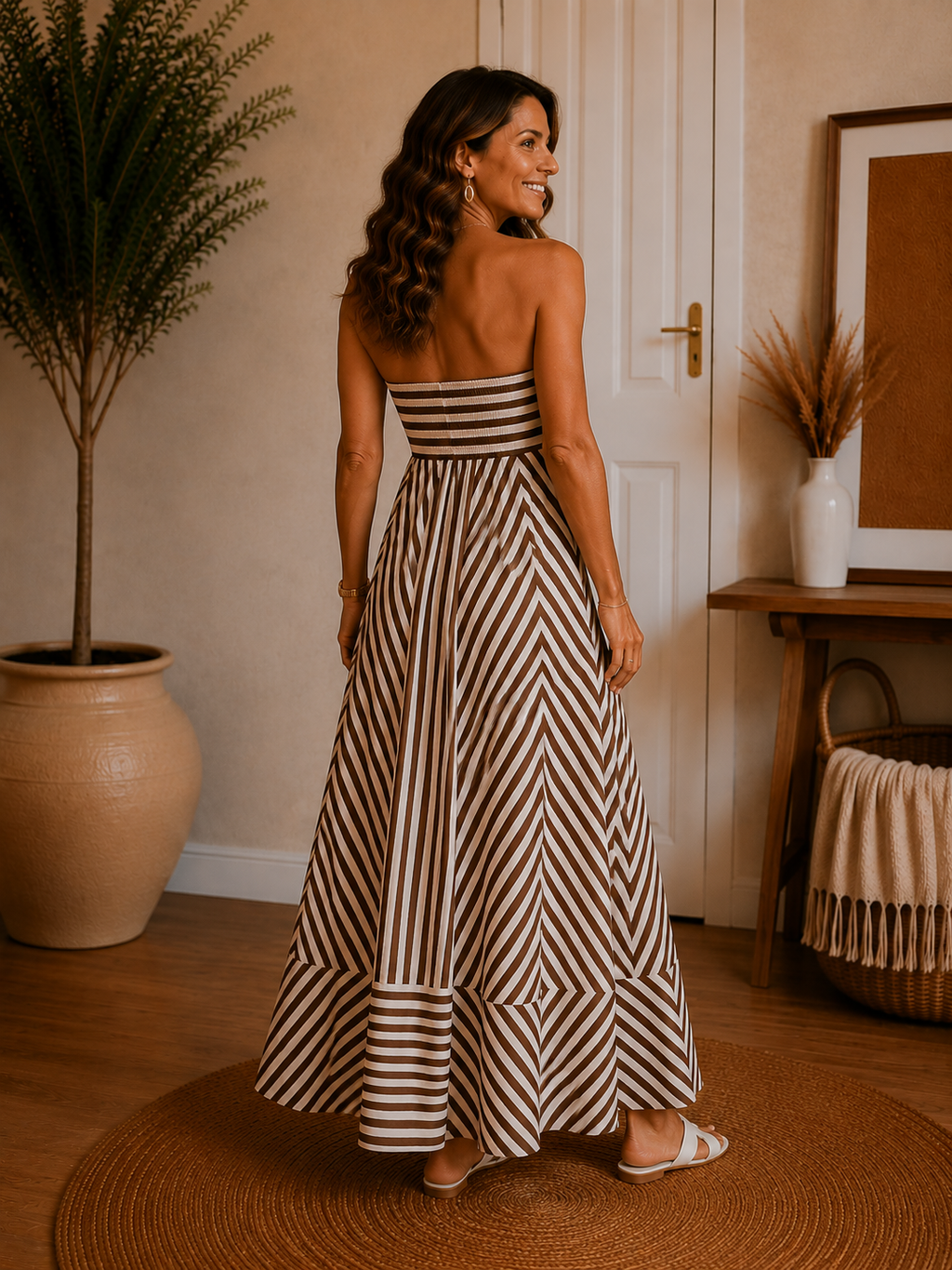 The Elara Striped Maxi Dress