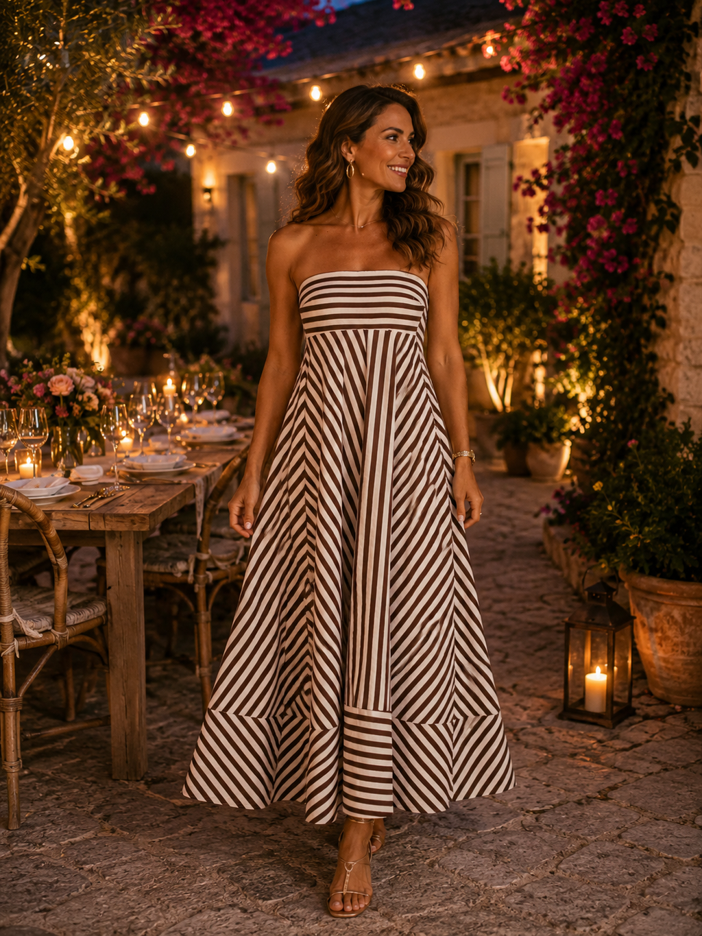 The Elara Striped Maxi Dress