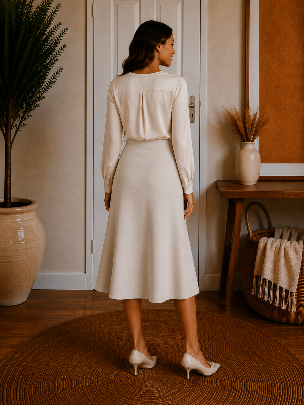 A-line Midi Skirt with Pockets