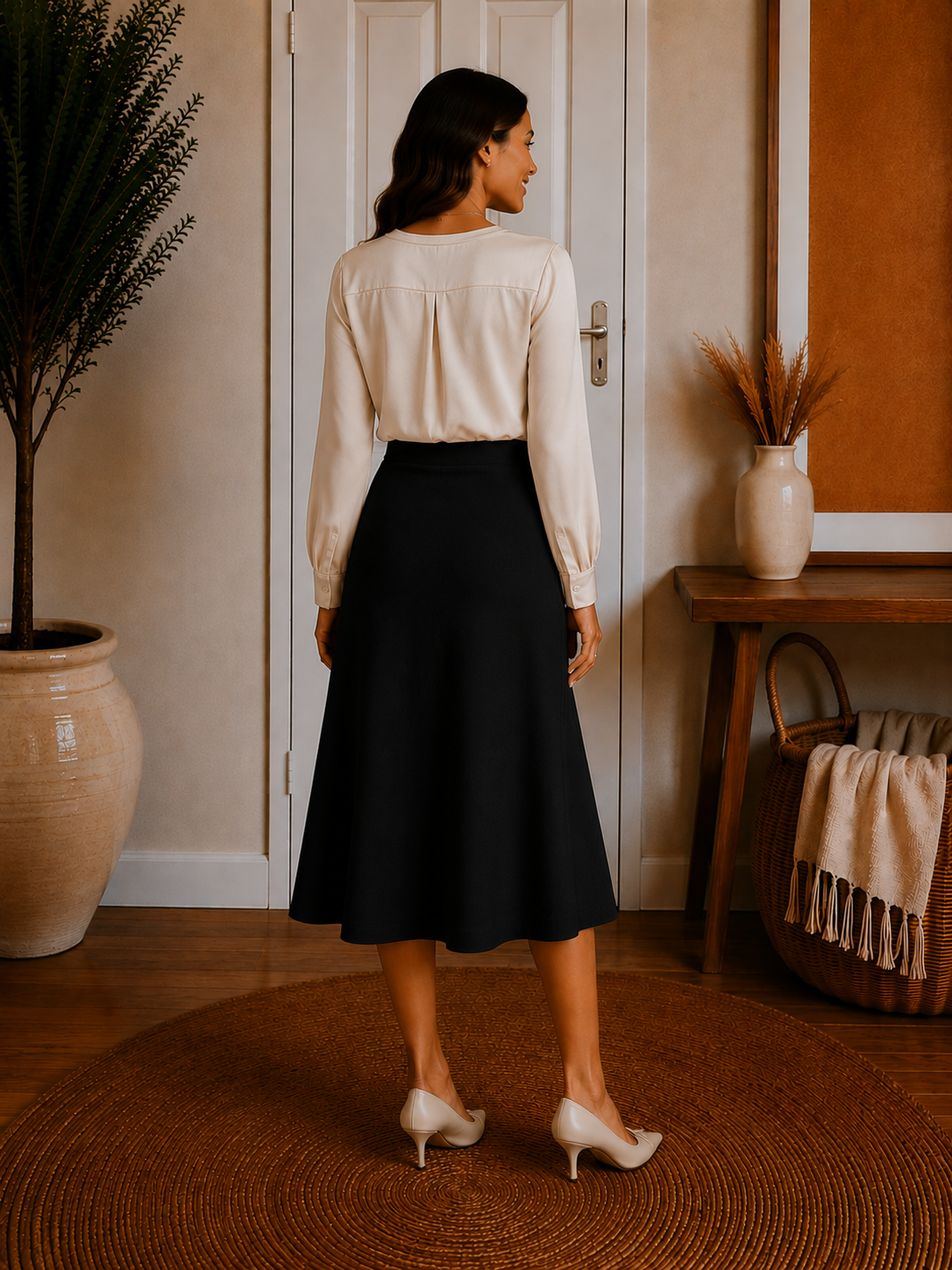 A-line Midi Skirt with Pockets