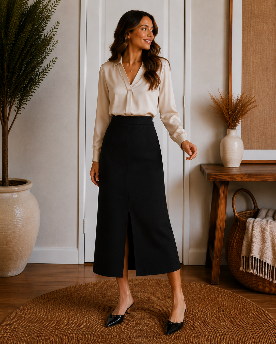 Stretch Lyocell Blend The 90s Midi Skirt