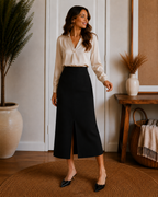 Stretch Lyocell Blend The 90s Midi Skirt