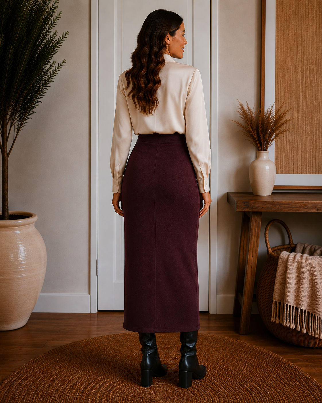 MaxWarm Ruched Side Pencil Maxi Skirt