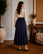 Ultrasoft Mid Rise A-line Ruched Maxi Skirt