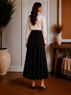 Ultrasoft Mid Rise A-line Ruched Maxi Skirt