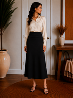 SkinKiss Cooling Fold-Down Waistband Midi Column Skirt