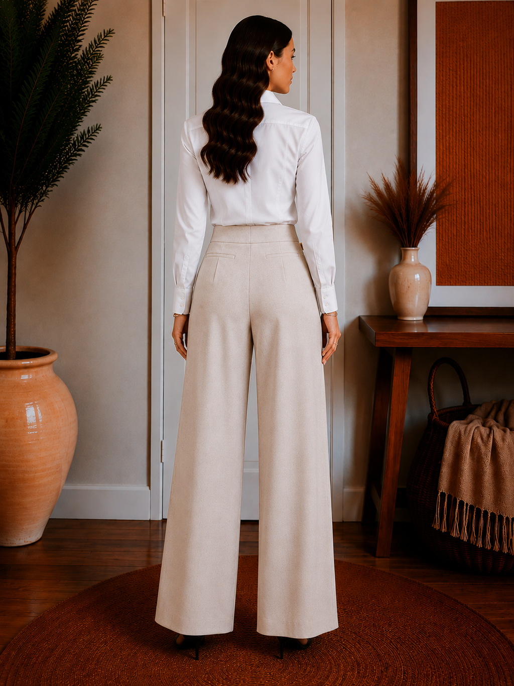 Stretch A-Line Wide Leg Pants