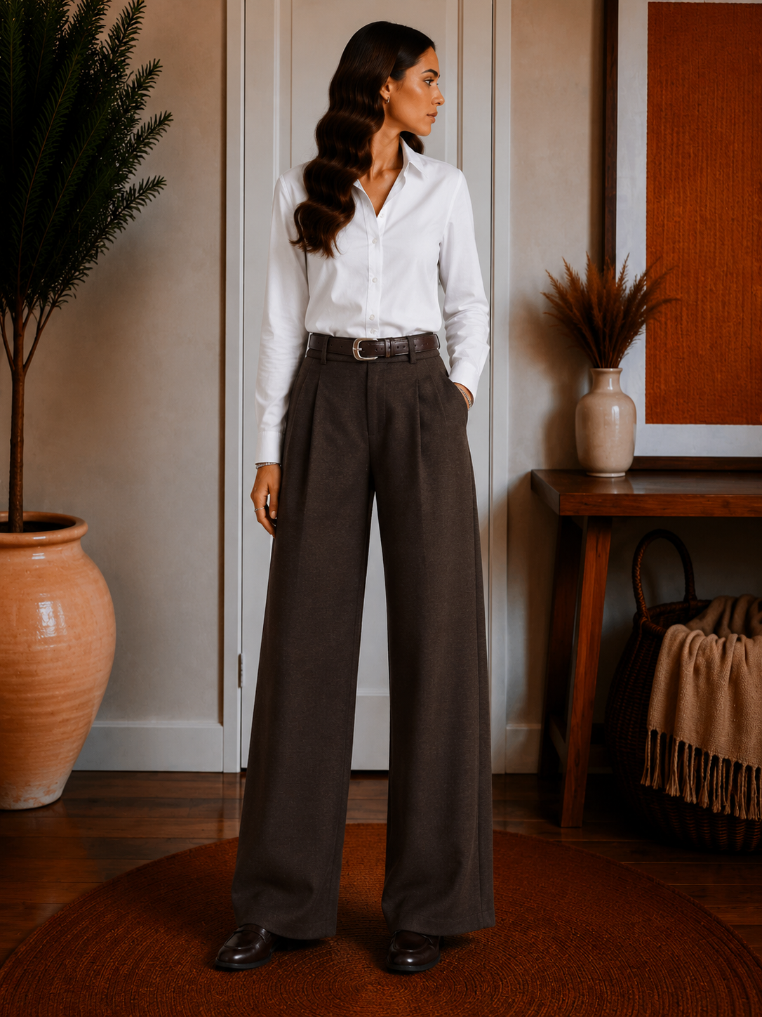 Cozy Knit Mid Rise Barrel Pants