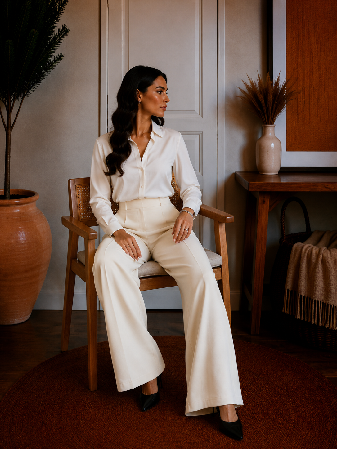 Mid Rise Wide Leg Pants