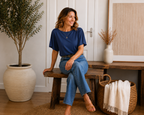 Blue Boat Neck Tie Tee