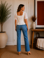White Floral Textured Blouse