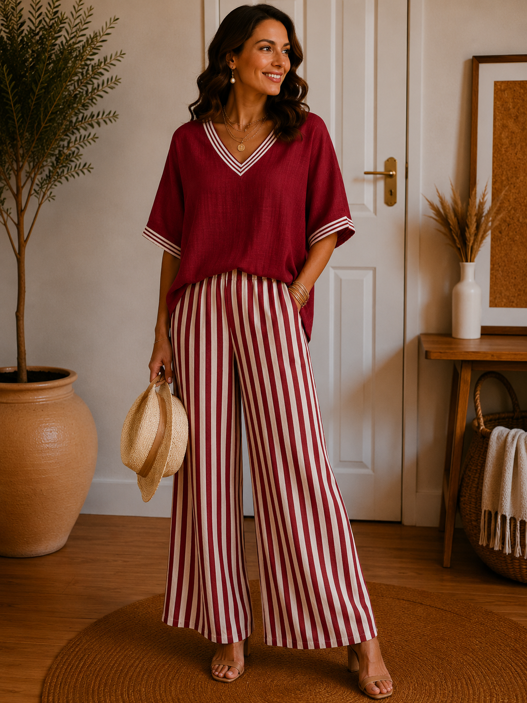 Amélia Striped Linen-Cotton Set