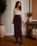 MaxWarm Ruched Side Pencil Maxi Skirt
